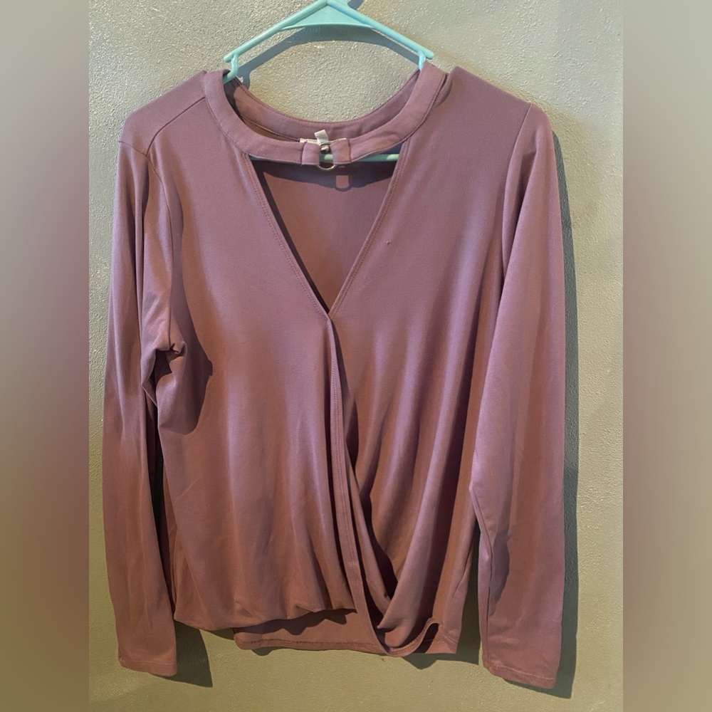 Maurice’s crossed long sleeve purple t-shirt. Size- M.